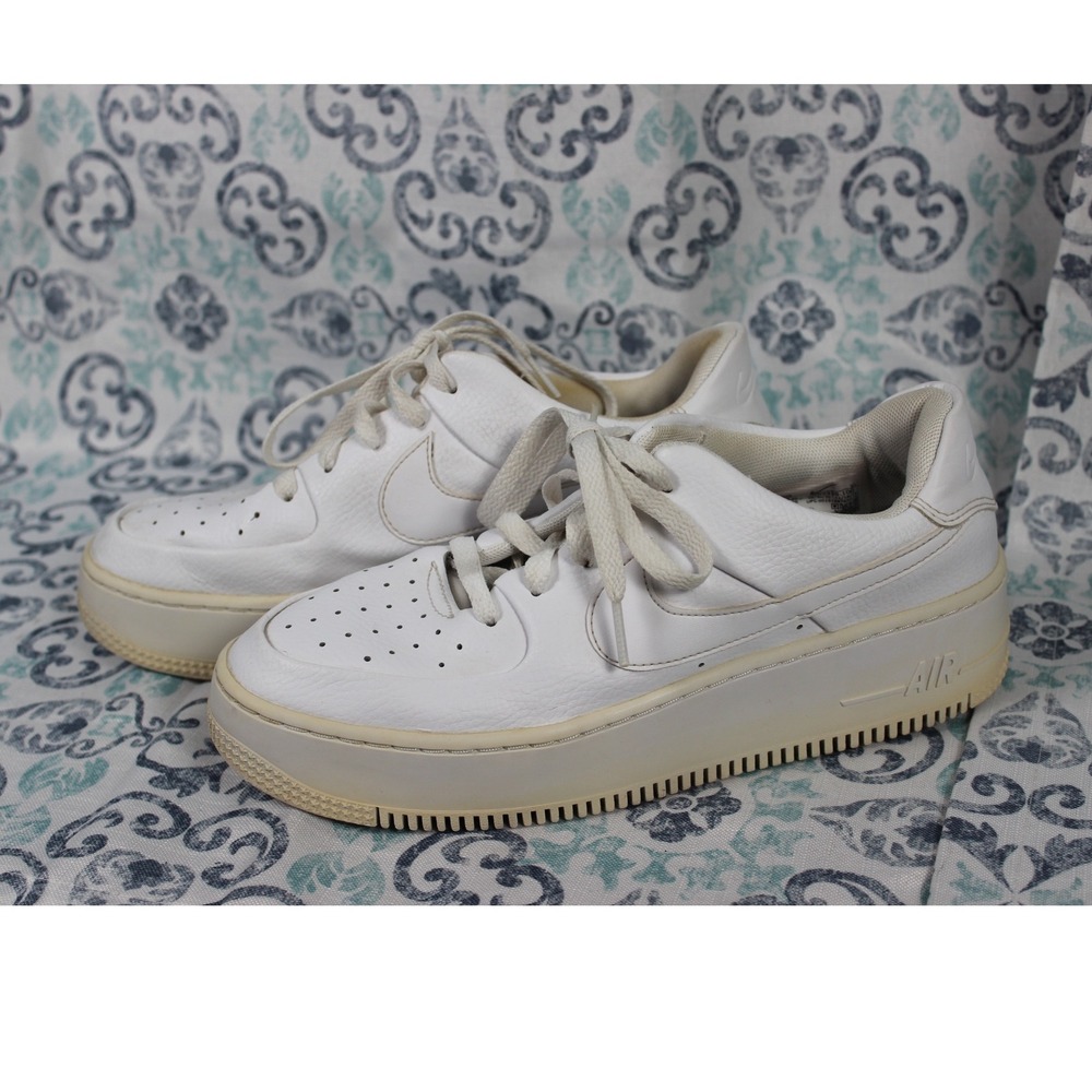 Nike Air Force 1 AF1 Sage‎ Low Platform Sneakers White AR5339-100